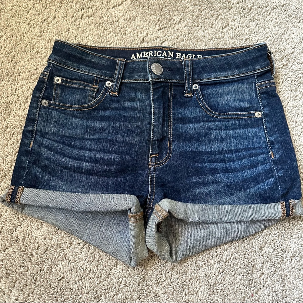AEO Ne(x)t Level High-Waisted Denim Short Shorts - EUC